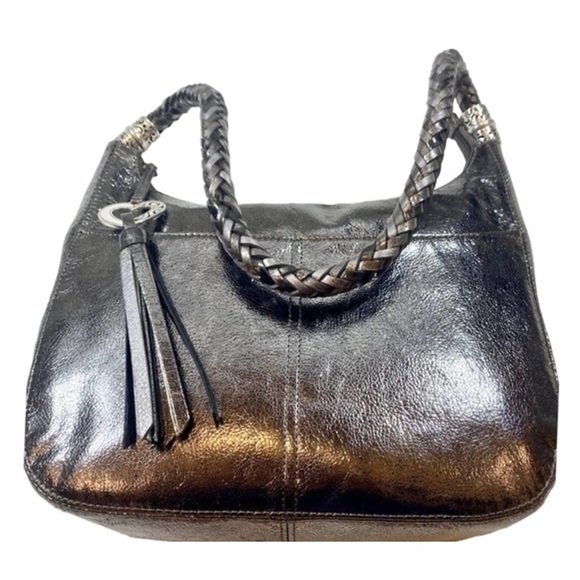Brighton Barbados Ziptop HOBO Metallic Gray RARE Retired in 2019 Shoulder Bag - Picture 2 of 14
